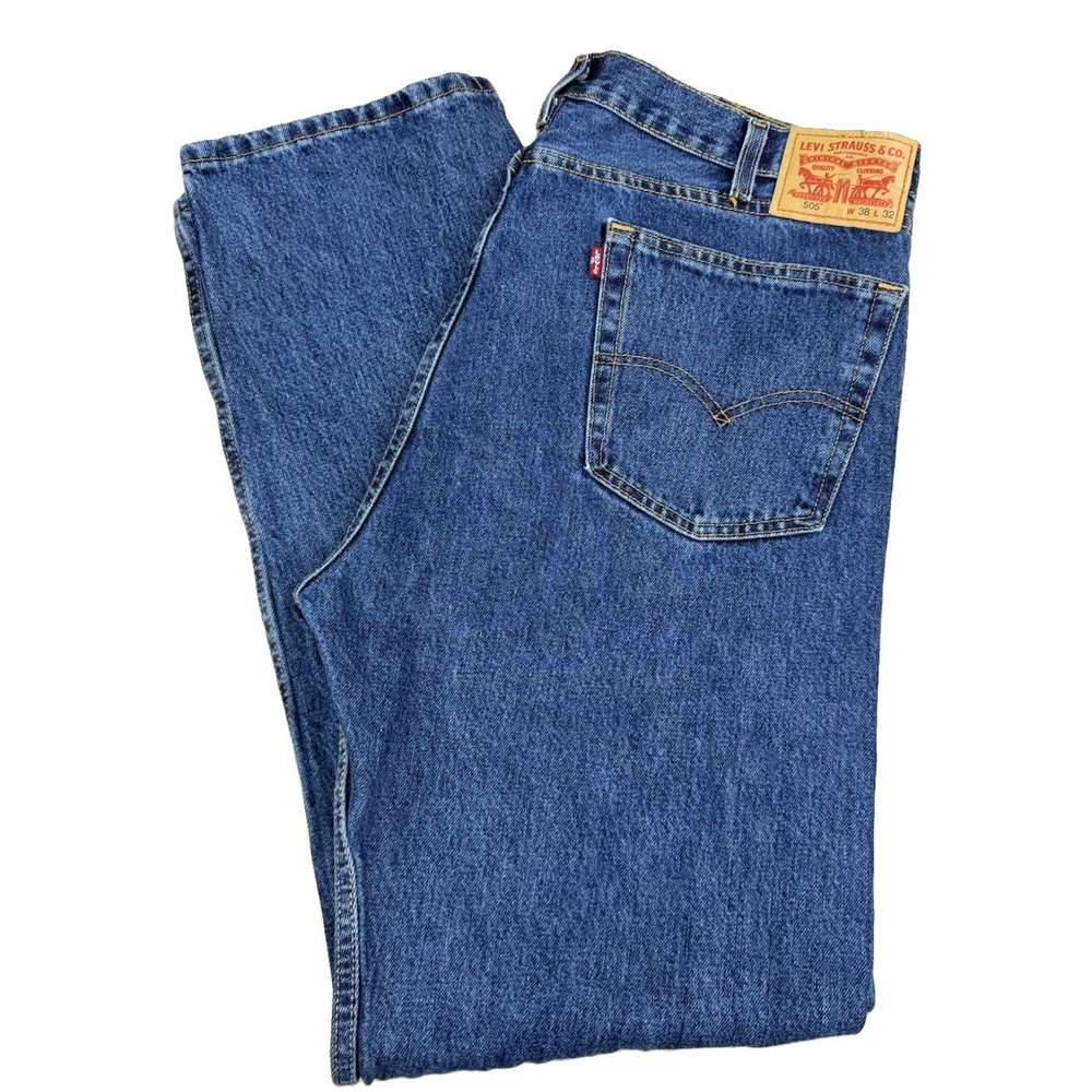 Levi's 505 Jeans Mens 38x32 Straight Leg Medium Wash Denim